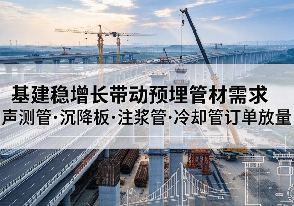 姚安基建稳增长带动预埋监测管材需求，声测管、沉降板、注浆管订单持续放量